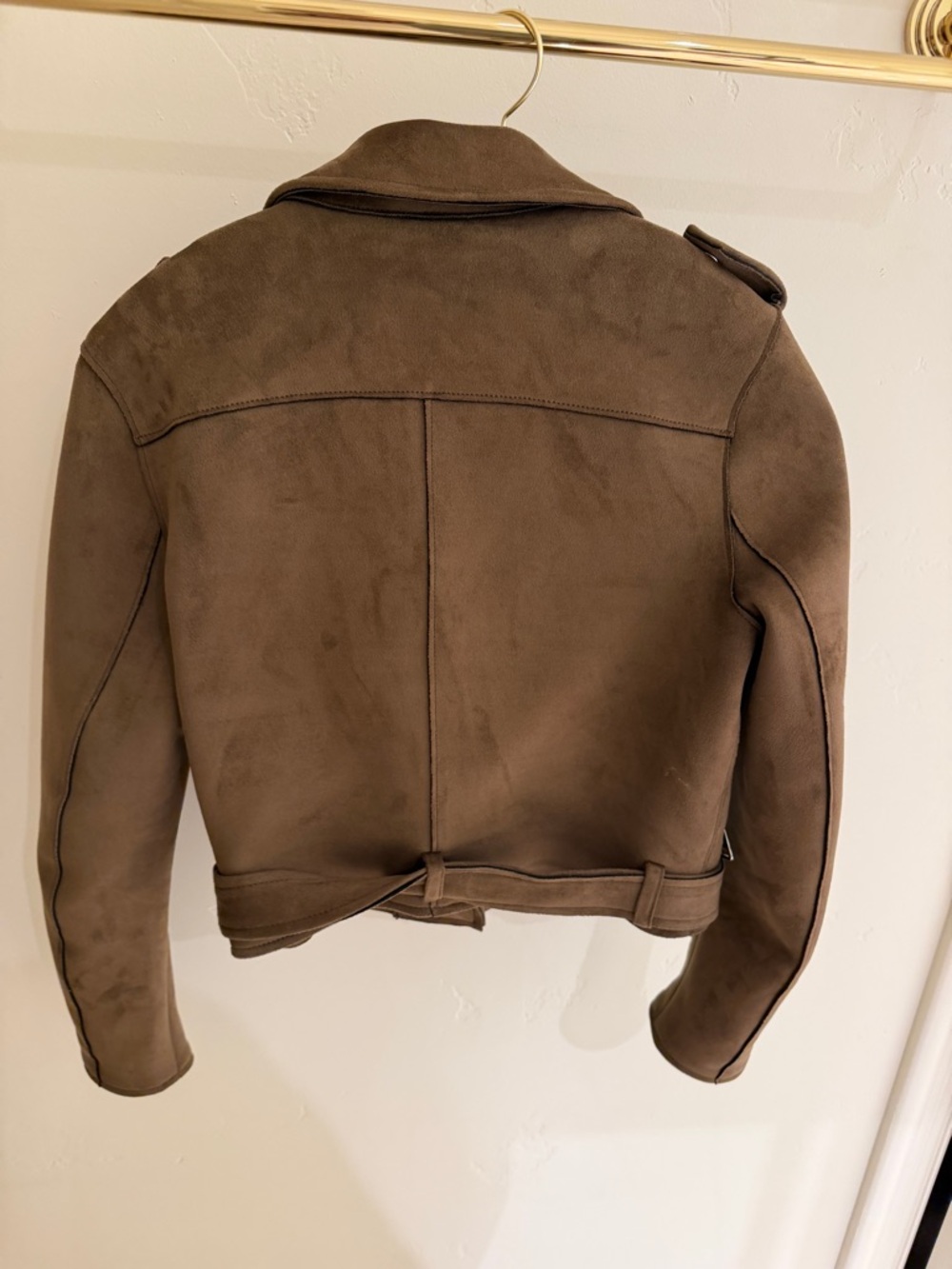 Zara Taupe Brown Suede Moto Biker Jacket Small - Picture 2 of 2